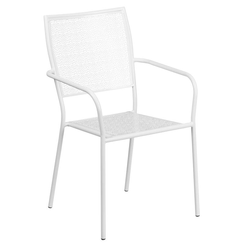 28'' Square Indoor-Outdoor Steel Patio Table Set with 2 Square Back Chairs