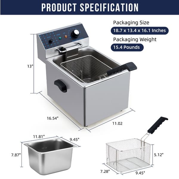 8L Electric Countertop Deep Fryer with Basket - N/A