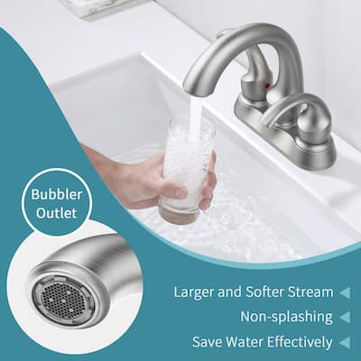 Modern 2 Handle Bathroom Sink Faucet with Pop Up Drain and Supply Hose, Aerator, Anti Fingerprint, Splash Proof, Water Saving