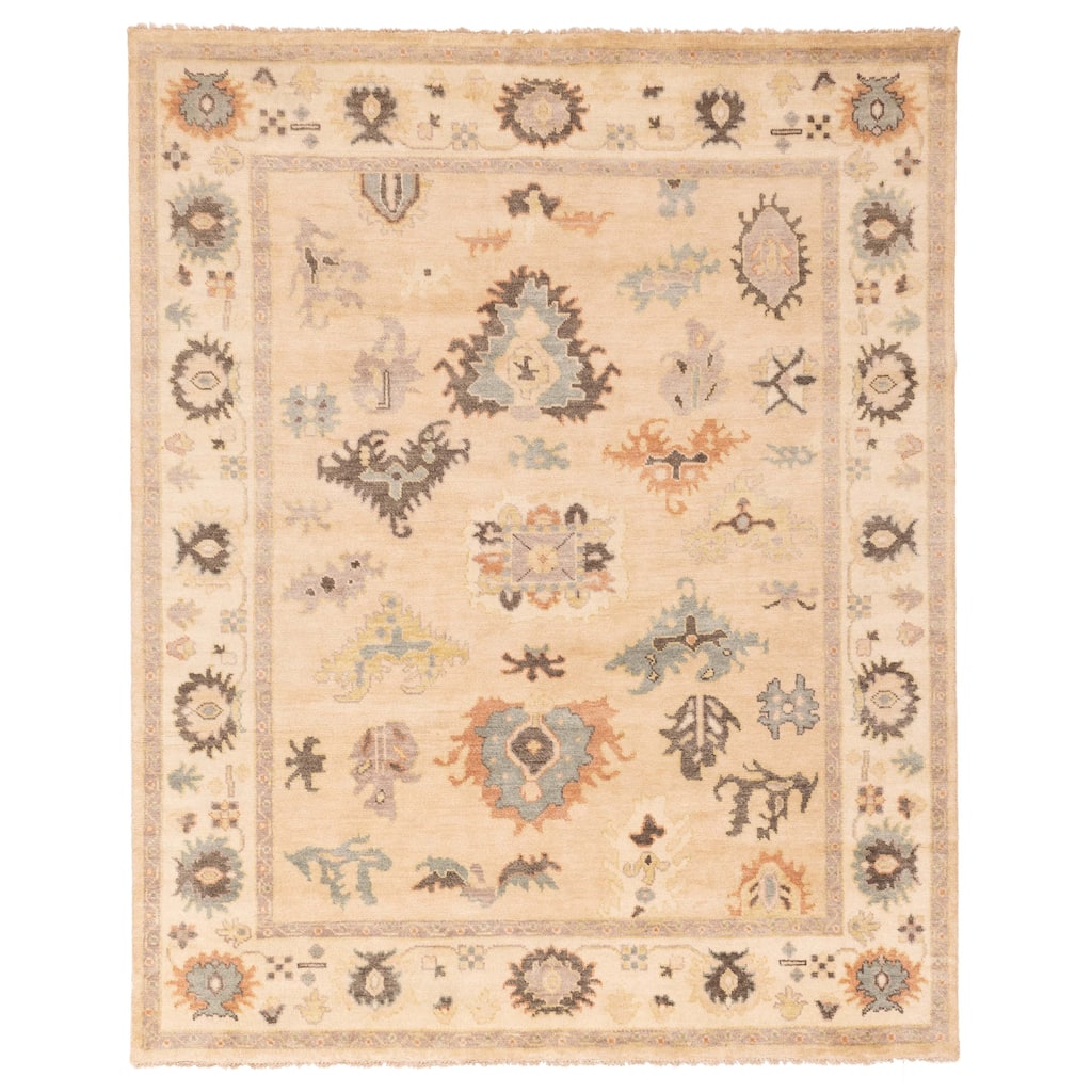 ECARPETGALLERY Hand-knotted Modern Oushak Beige Wool Rug - 8'1 x 9'11