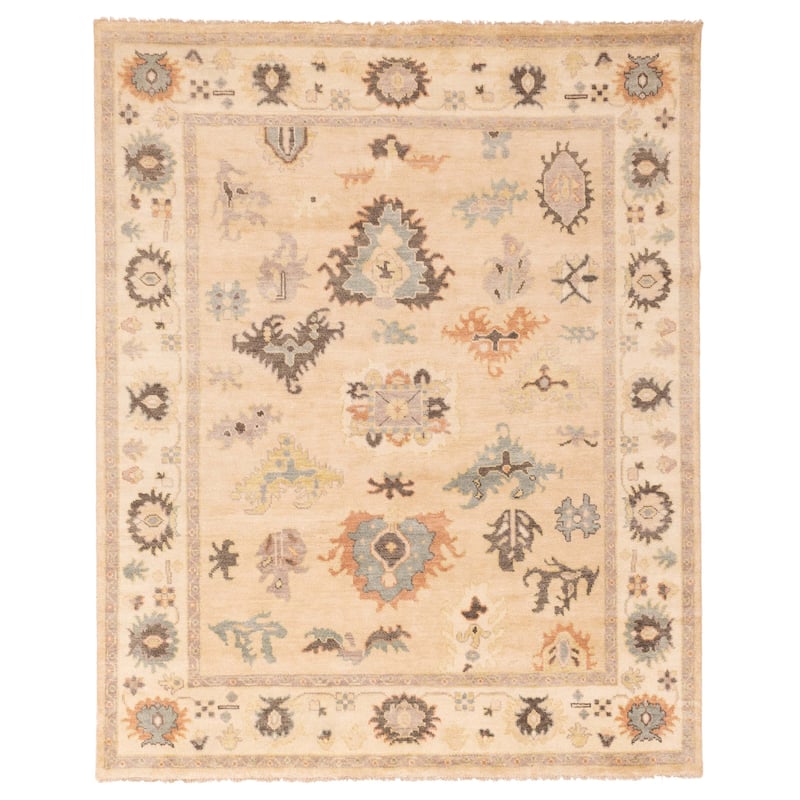 ECARPETGALLERY Hand-knotted Modern Oushak Beige Wool Rug - 8'1 x 9'11