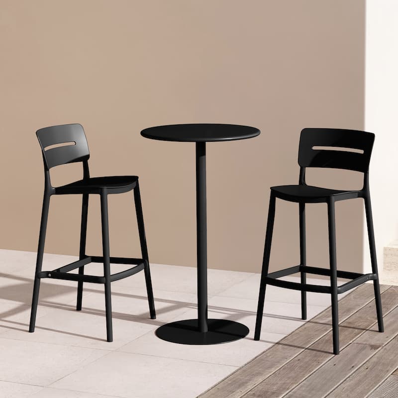 Frond and Form 2-Person Outdoor Round Dining Set Bar Height