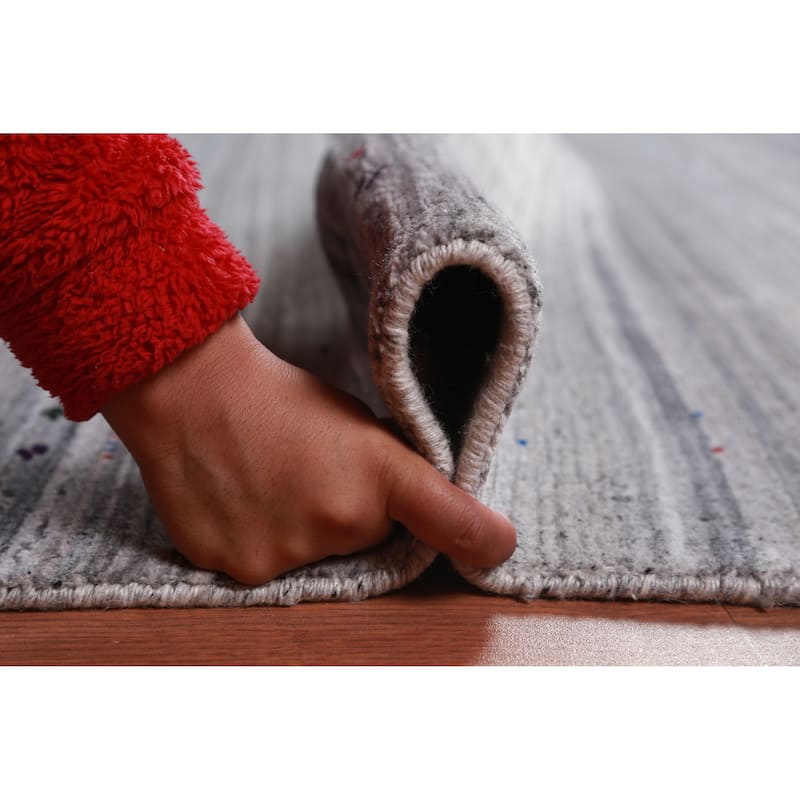 Gray Gabbeh Indian Area Rug Hand-Knotted Silk Carpet - 9'3" x 11'9"