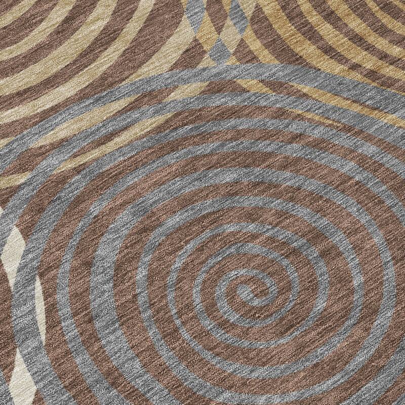 Machine Washable Indoor/ Outdoor Contemporary Swirls Chantille Rug