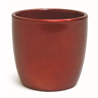 Metallic Red Painted Planter