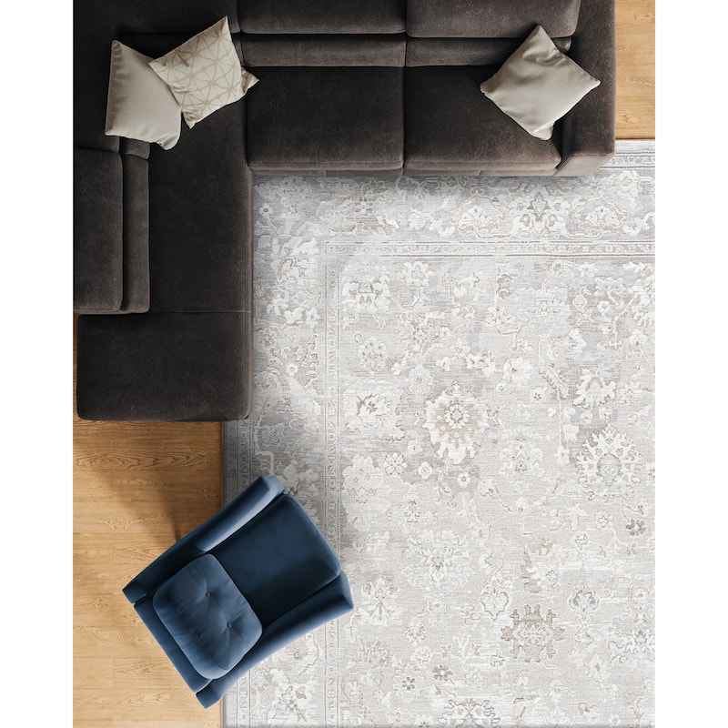 Mason Ivory, Gray and Beige Polyester Area Rug - 9' x 12'