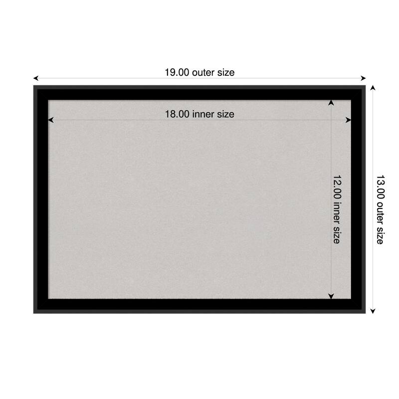 Incline Black Wood Framed Cork Board - Bulletin Board, Organization Board, Pin Board - Grey - 19 x 13 in