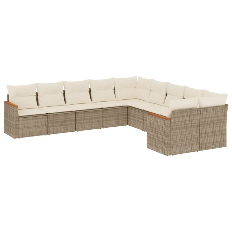 vidaXL Patio Sofa Set with Cushions Outdoor Conversation Furniture Poly Rattan - 24.4 x 24.4 x 27.2 in