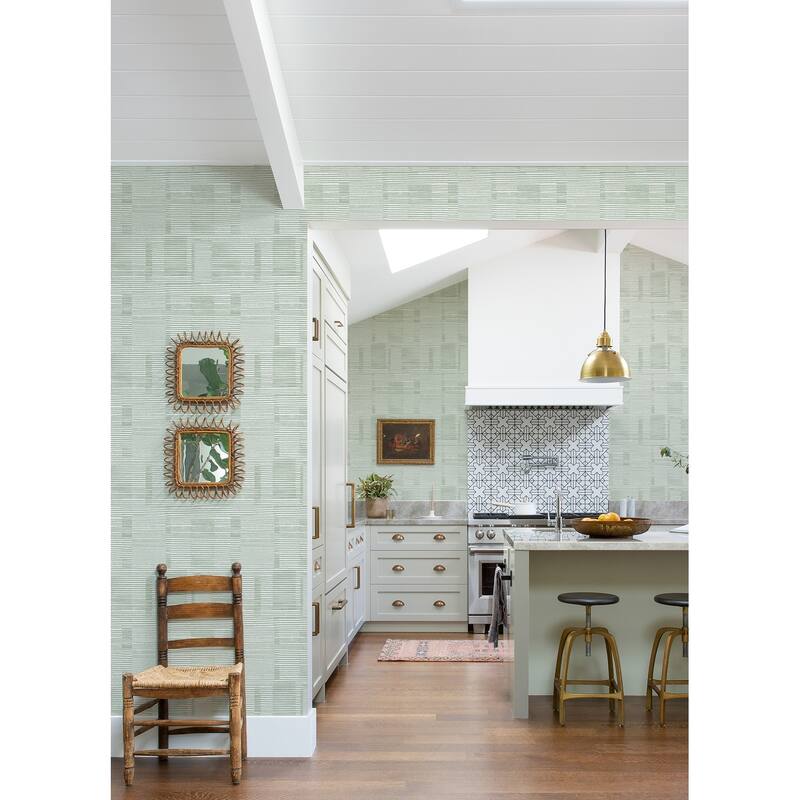A-Street Prints Callaway Green Woven Stripes Wallpaper