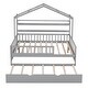 preview thumbnail 21 of 33, House Bed with Trundle Bed and Shelf, Wooden Platform Bed Frame with Full Length Guardrail and Roof