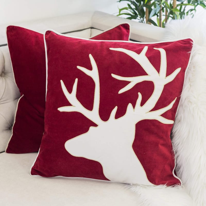Holiday Reindeer Velvet Accent Pillow