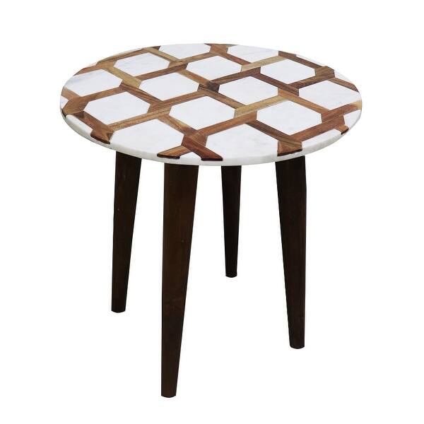 Adore Decor Amari Round Side Table Brass Inlay Top with Solid Wood Legs Modern Eclectic Living Room Accent Furniture Fully Assembled White Adore Decor Amari Round Side Table Brass Inlay Top with Solid Wood Legs Modern Eclectic Living Room Accent Furniture Fully Assembled White