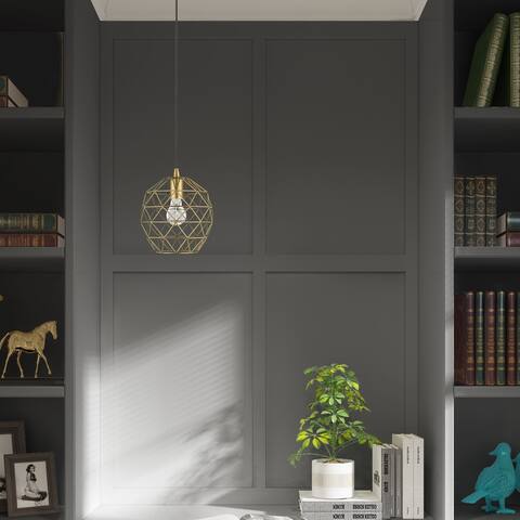 Livex Lighting Mid-century Modern Geometric Shade 1-light Mini Pendant - 8"Dia. x 13"-75"Adj. H
