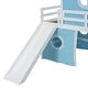 preview thumbnail 13 of 57, House Low Loft Bed with Slide & Tent Solid Wood Kids Loft Bed Frame with Tower and Ladders for Kids Teens Boys & Girls