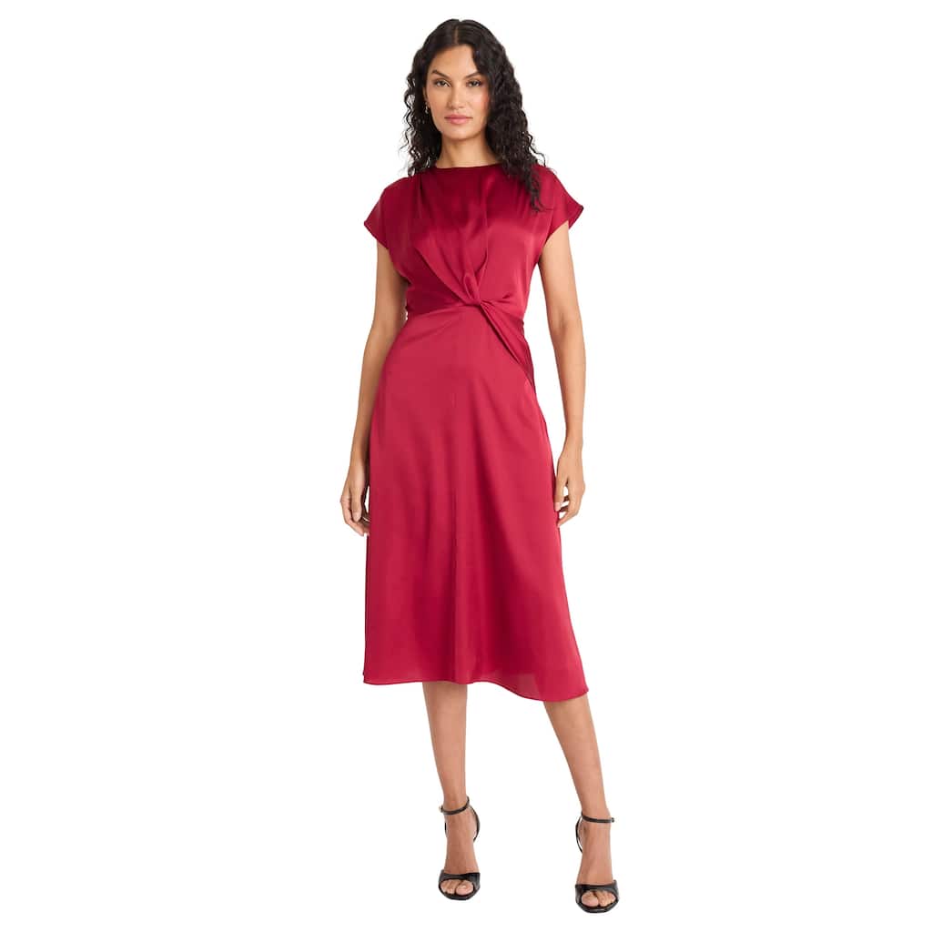 Women's Cap Sleeve A-Line Midi Dress - Elegant Cocktail Party Dresses