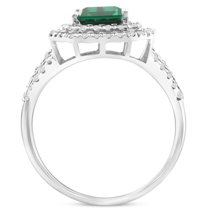 4 1/2Ct TW Emerald Cut Emerald & Lab Grown Diamond Ring in White Gold