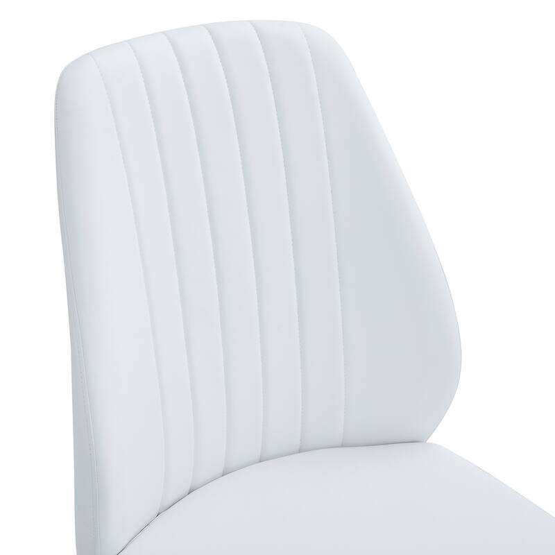 Roomfitters PU Dining Chairs with Extended Backrest and Silver Metal Legs, Modern Upholstered Set of 8