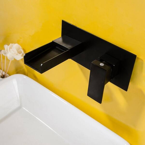 Waterfall Wall Mount 2 Hole Bathroom Sink Faucet, with Rough ...