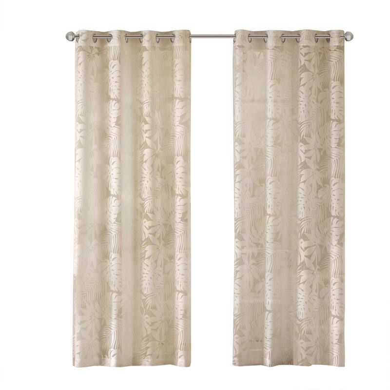 Madison Park Kauna Palm Leaf Burnout Window Curtain Sheer