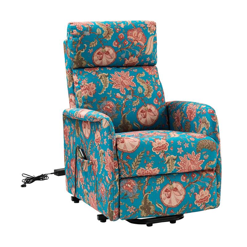 Elisa Mid-century Modern Power Remote Lift Assist Recliner with Metal Base