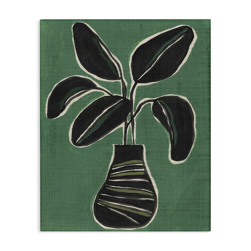 Stupell House Plant on Green Canvas Wall Art Design By June Erica Vess - 30 x 40