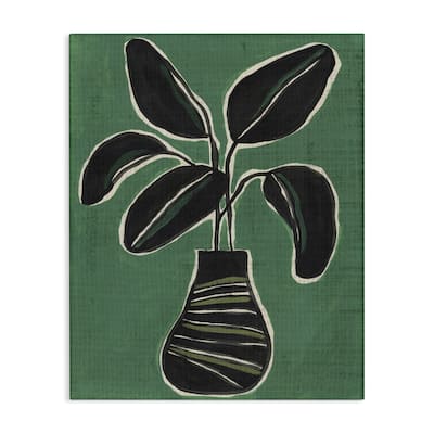 Stupell House Plant on Green Canvas Wall Art Design By June Erica Vess