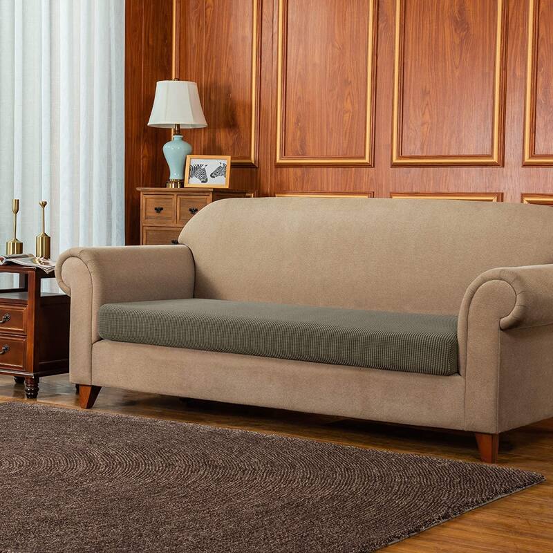 Subrtex Plaid Stretch Sofa Cushion Cover - Loveseat - Olive Green