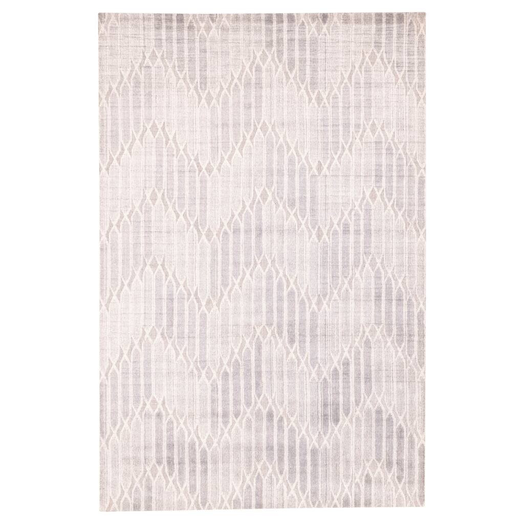 ECARPETGALLERY Hand Loomed Elysian Grey Silk Rug - 6'5 x 9'7