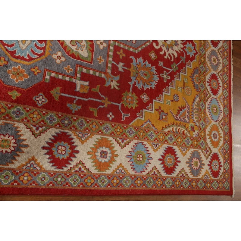 Geometric Traditional Kazak Oriental Area Rug Hand-knotted Wool Carpet - 6'7" x 10'0"
