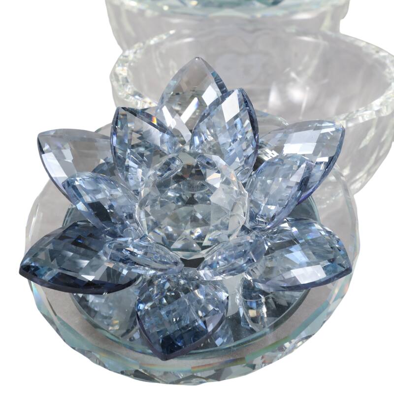Glass Decorative Boxes Lotus Lids Textured Modern Style (Set of 2)