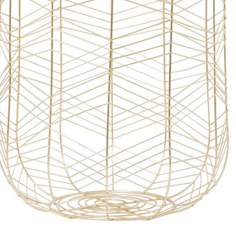 CosmoLiving by Cosmopolitan Metal Storage Basket with Faux Leather Handles (Set of 3) - Silver or Gold
