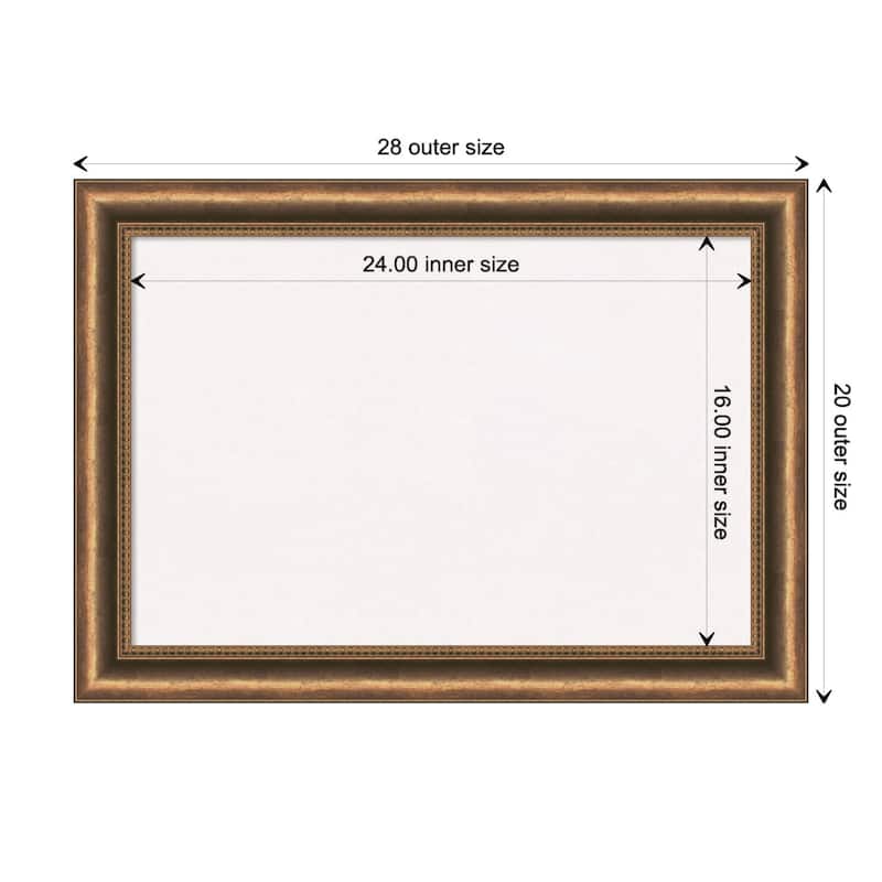 Manhattan Bronze Narrow Wood Framed White Corkboard Bulletin Board - Board Size 24x16