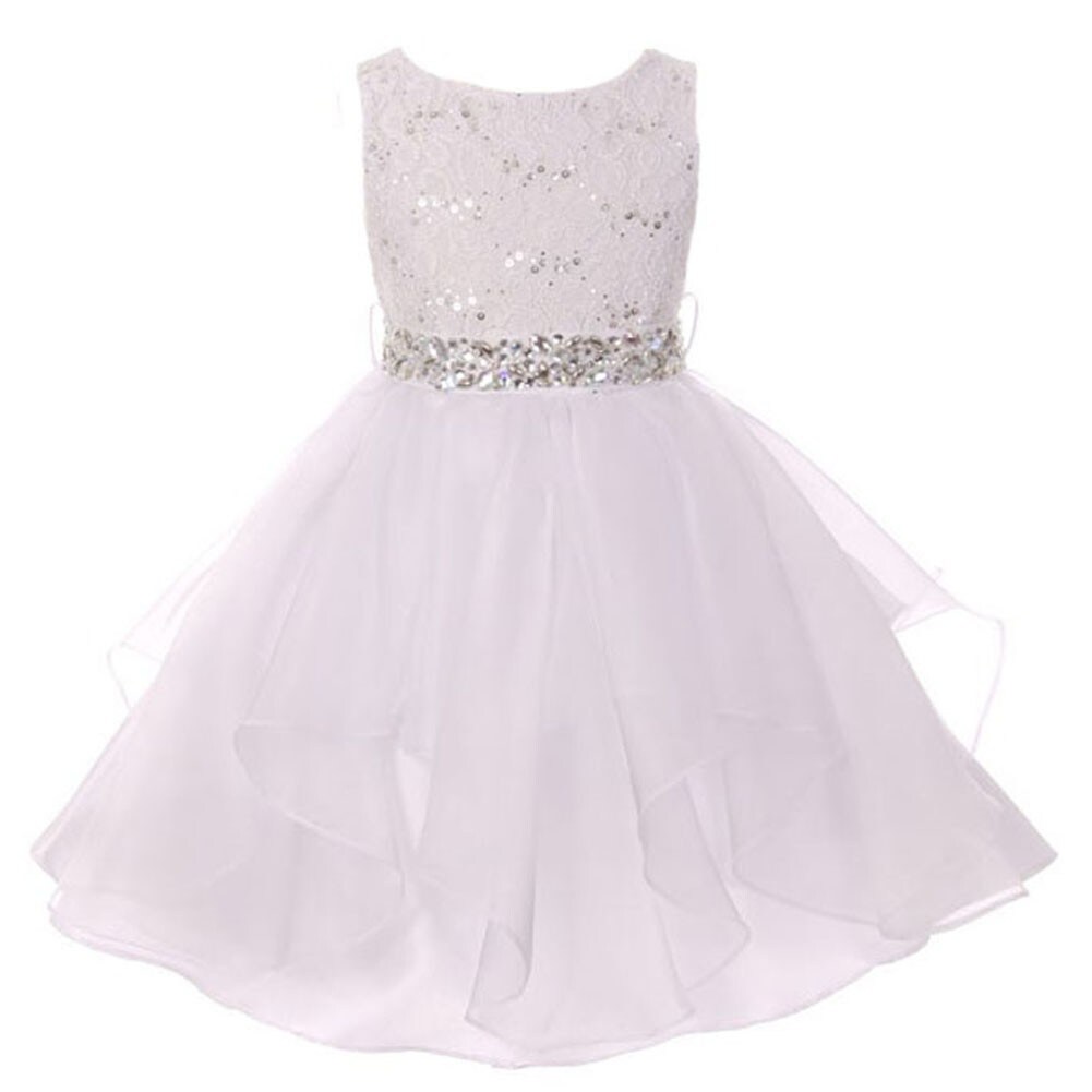 white ruffle flower girl dress