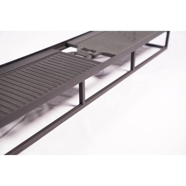 Direct Wicker Black Patio BBQ Grill Shelf with Two Cooking Pan