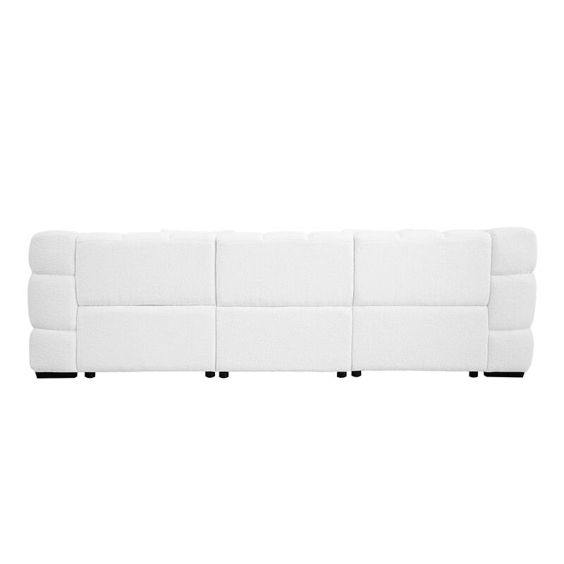 105'' Plush Boucle Upholstery Sectional Sofa Ottoman