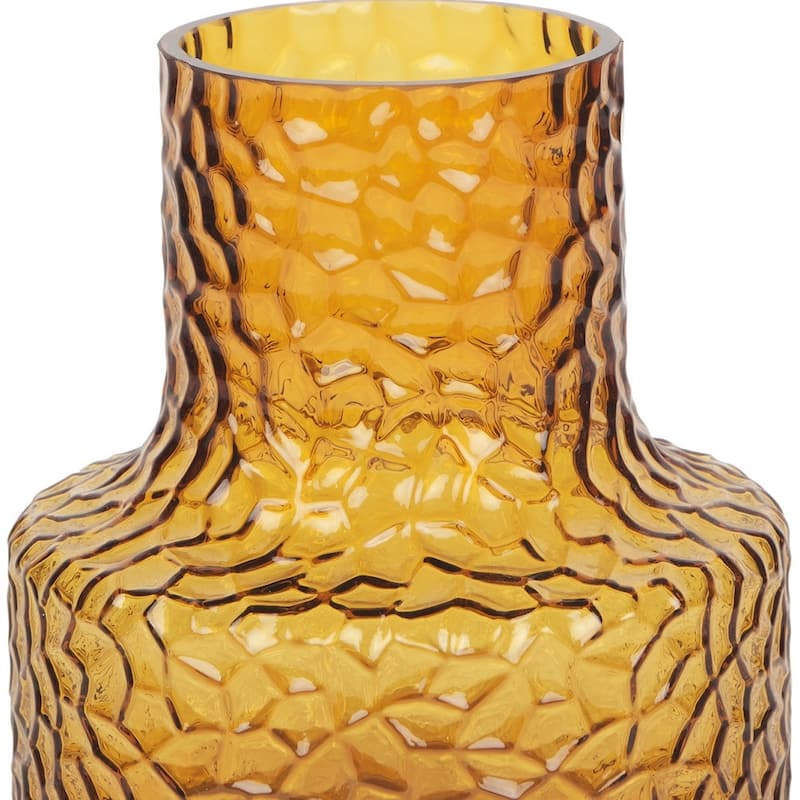 7" Amber Glass Faceted Table Vase - 6.30