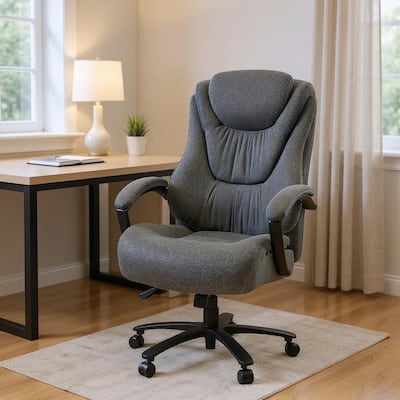 Set of Two Gray and Black Adjustable Height Swivel Rolling Executive Office Chairs