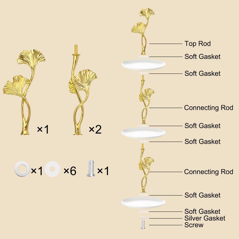 3 Tiers Cake Tray Stand Handle Metal Holder for Cake Plate