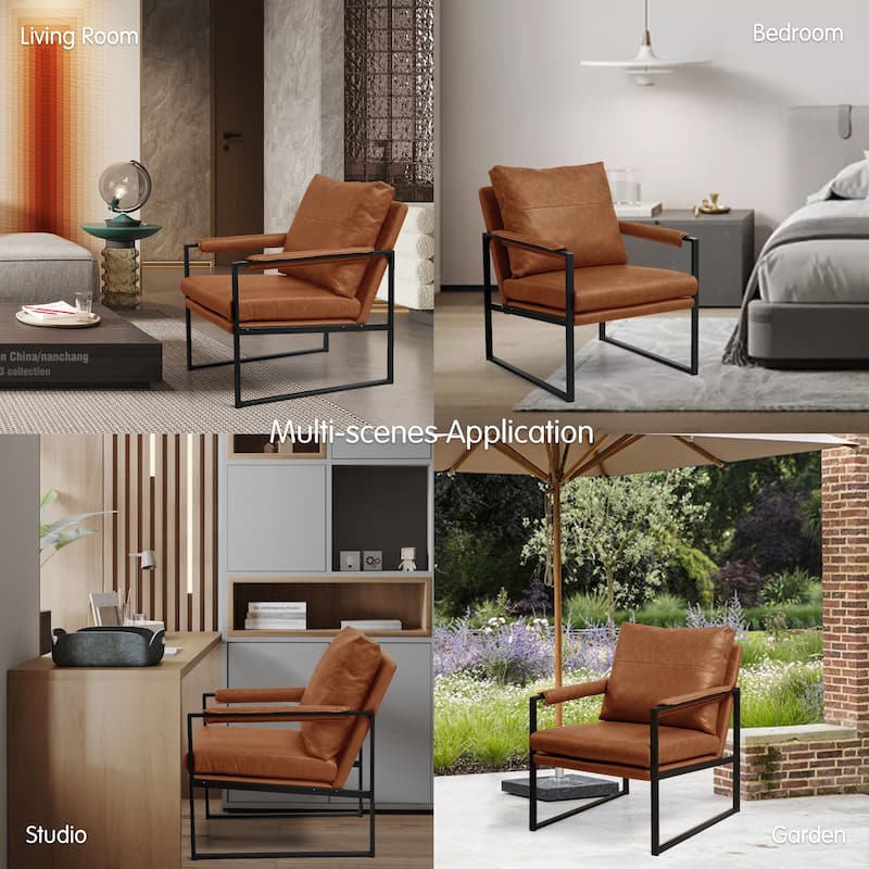 Subrtex PU leather Upholstered Accent Chair with Metal Frame Armchair
