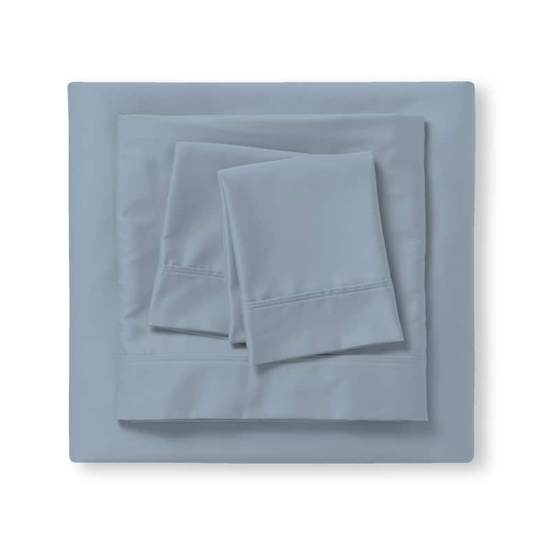 Color Sense 1200TC Premium Cotton-Blend Wrinkle-Resistant Sheet Set - Blue - Queen