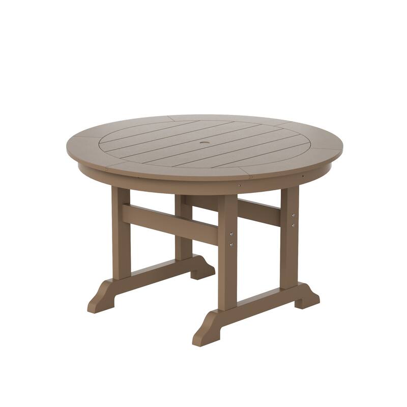 Laguna Hdpe All Weather Outdoor Patio 47" Round Dining Table - Weathered Wood