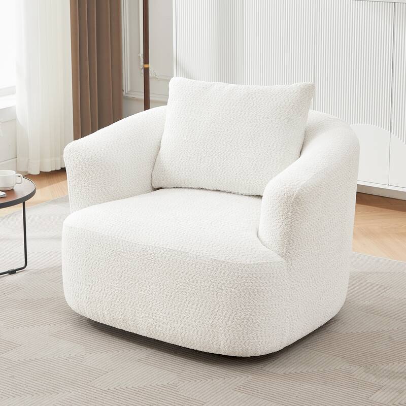 Swivel Chair with Throw Pillow & Spring Seat