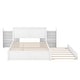 preview thumbnail 12 of 11, White Queen Size Storage Platform Bed w/ Twin XL Size Trundle Wood Bed Frame