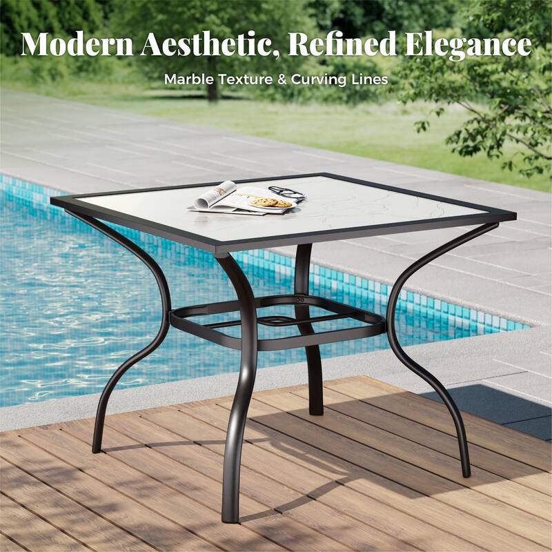 MAISON ARTS 37" Square Patio Dining Table Outdoor Furniture Table
