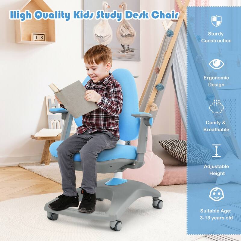 Gymax Kids Desk Study Chair Adjustable Height Depth w/ Sit-Brake - See Details