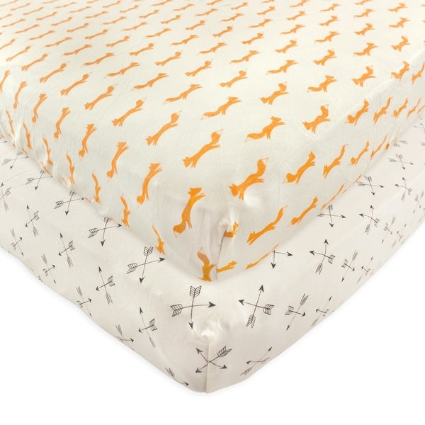 slide 1 of 1, Touched by Nature Baby Boy Organic Cotton Crib Sheet, Fox, One Size - Fox - One Size One Size - Fox