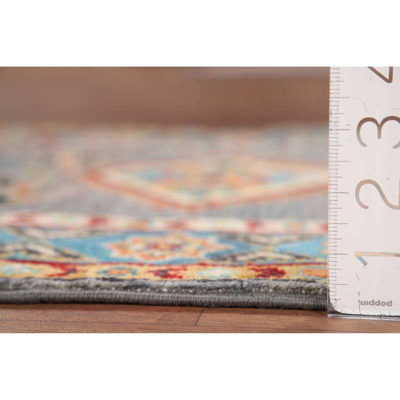 Gray Kazak Accent Rug Handmade Wool Carpet - 1'10" x 2'9"