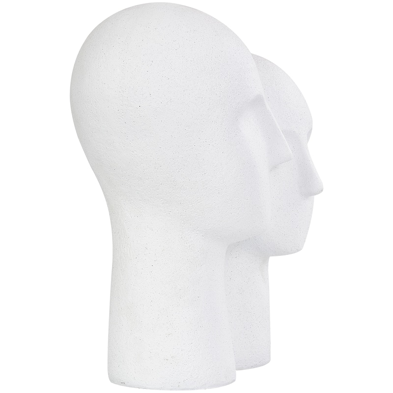 White Polystone Head People Decorative Sculpture with Speckled Detailing