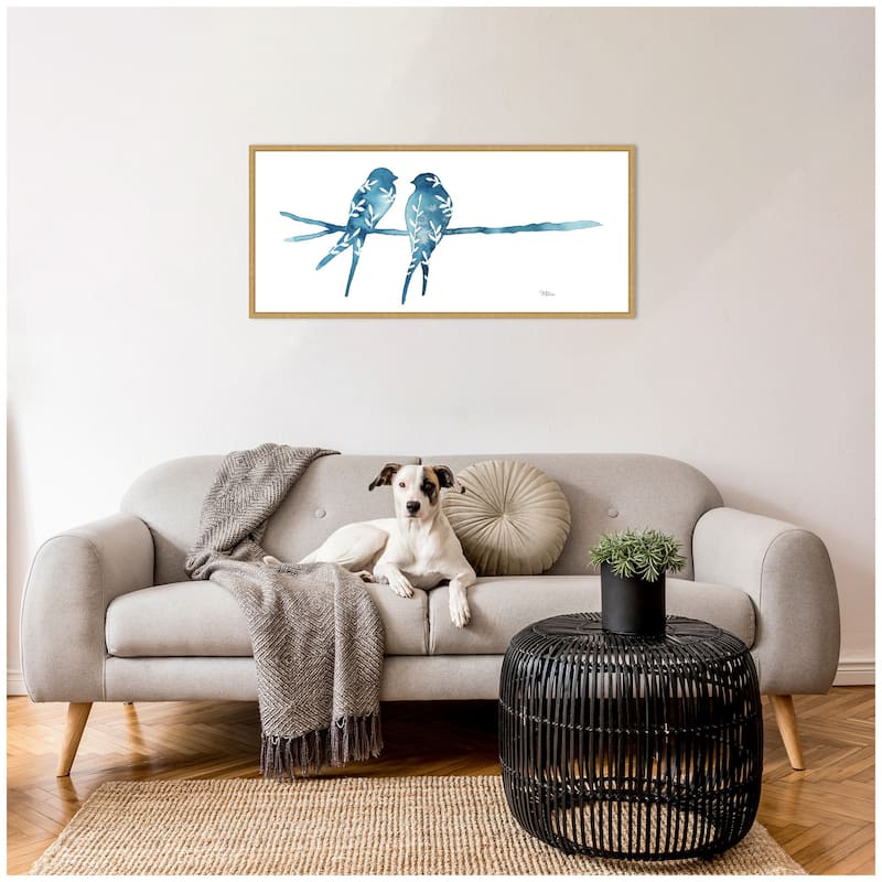 Kate and Laurel Sylvie Botanical Birds Framed Canvas by Julie Maida