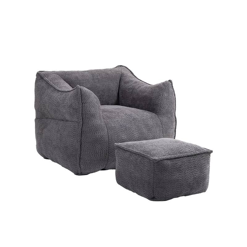 GDFStudio - COOLMORE Boucle Bean Bag Chair with Memory Foam Filling for Ultimate Comfort